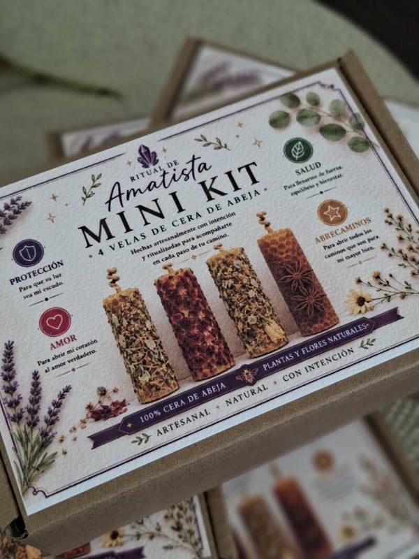 Mini kit Velas de Miel, Salud-Amor-Protección-Abrecaminos