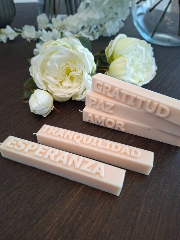 Pack 5 velitas intención, Esperanza, Amor, Paz, Tranquilidad , Gratitud