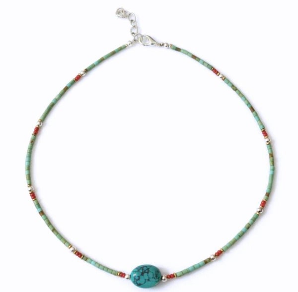 Collar Nepalés de Gemas Extra Finas - Turquesa y Piedra