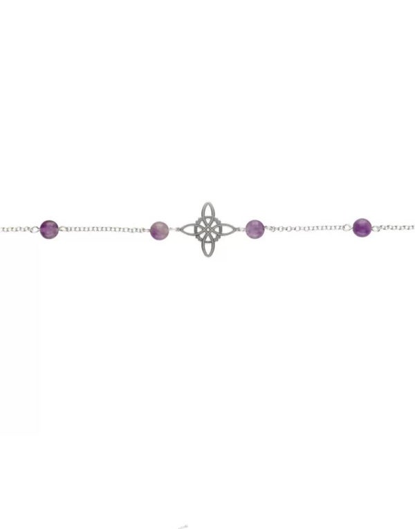 Pulsera Nudo de Bruja con Amatista en Plata
