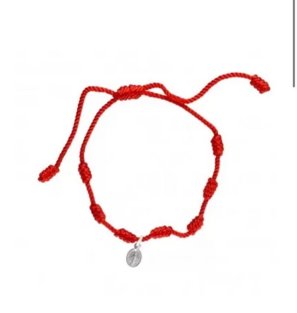 Pulsera de los 7 Nudos de Protección y la Milagrosa en Plata de Ley 925
