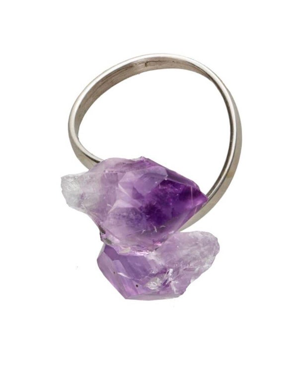 Anillo de Amatista en Bruto de Plata