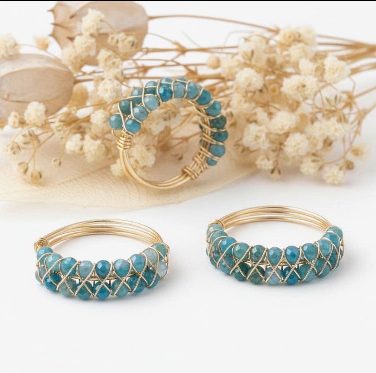 Anillo Piedra Apatita Azul