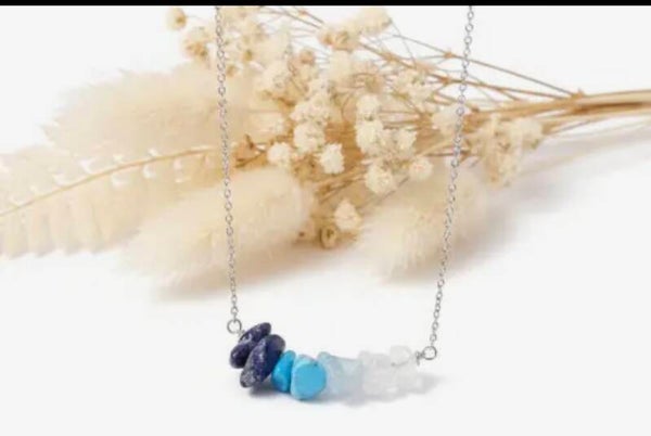 Collar Lapislázuli, Turquesa, Aguamarina y Cuarzo Cristal