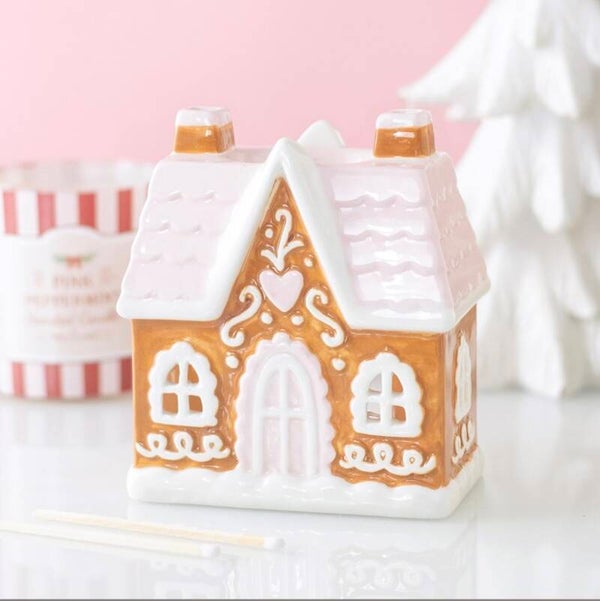 QUEMADOR DE ACEITE Y CALENTADOR DE CERA «CASITA DE JENGIBRE SUGARPLUM»La