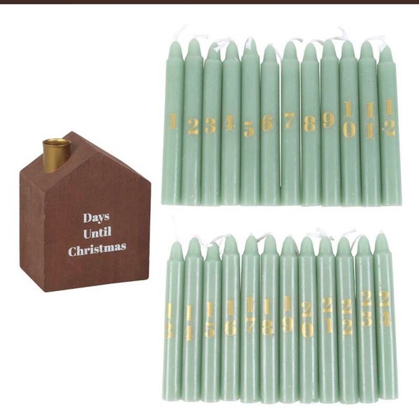 JUEGO DE 24 MINI VELAS DE ADVIENTO CON SOPORTE  NO