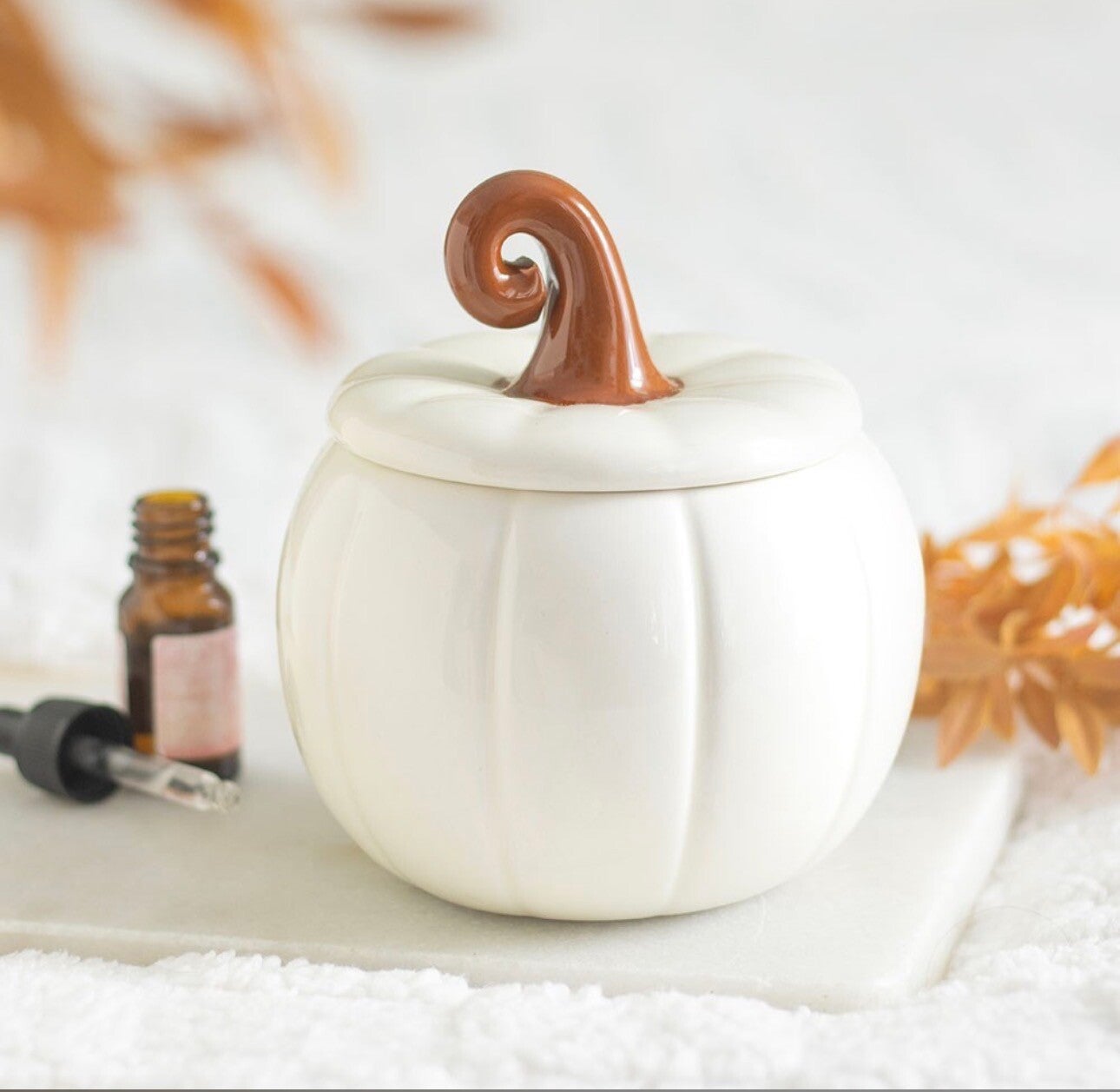 PORTAVELAS DE CALABAZA RIZADA BLANCA