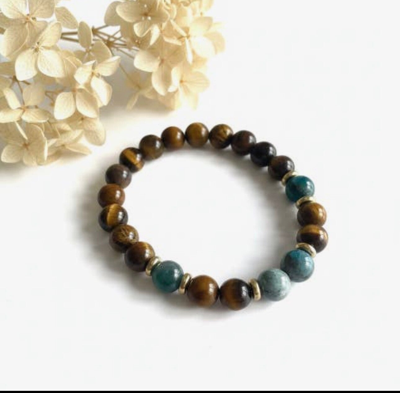 Pulsera de Ojo de Tigre y Apatita Azul
