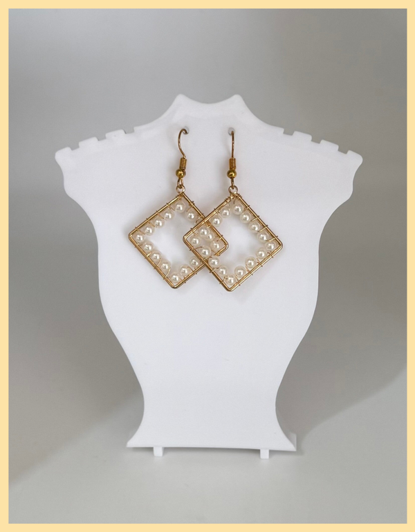 Gold diamond shape earrings