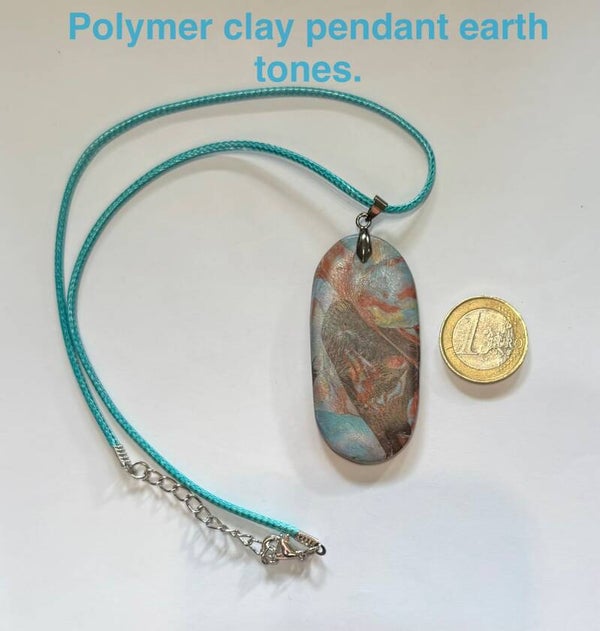 Oblong polymer clay pendant