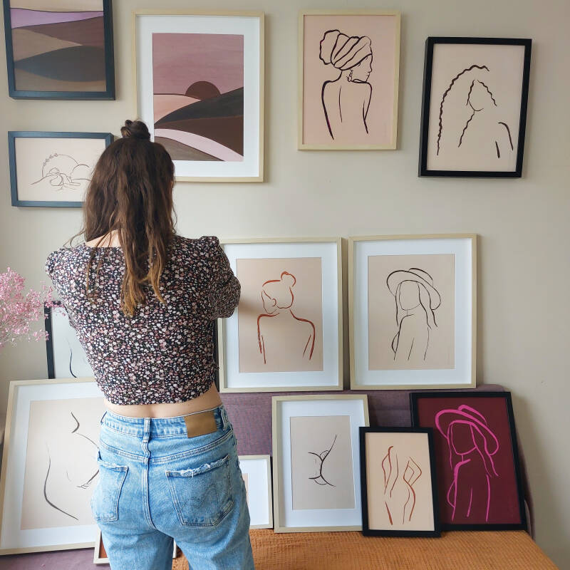 Feminine en Bohemian Art Prints roze en beige door Sharon van Nimwegen