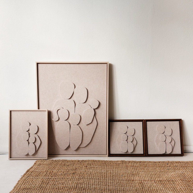 Akoestisch PET-Vilt familieportret beige