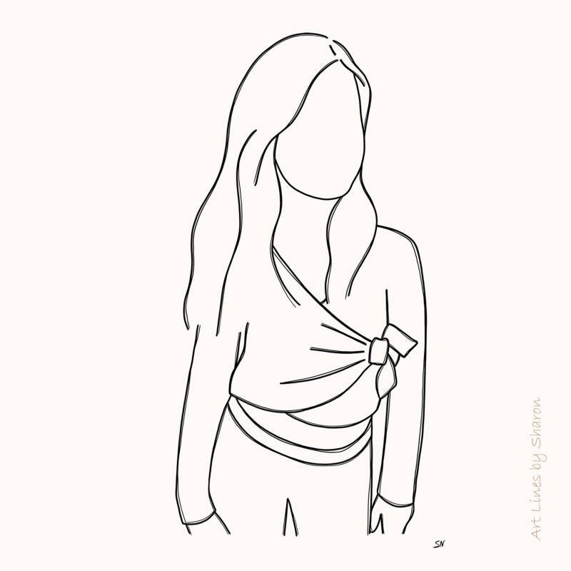 Lijntekening meisje. Portrettekening van foto