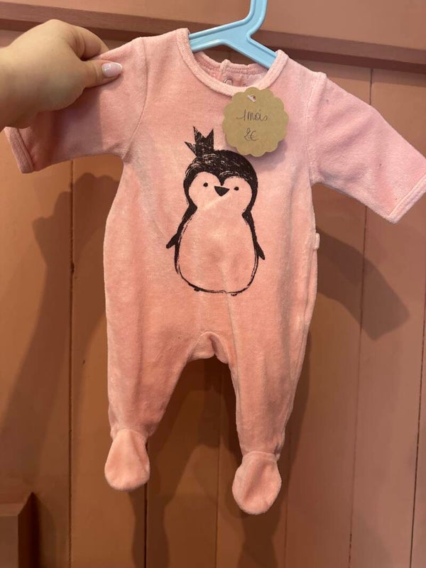Pyjama velours rose 1 mois