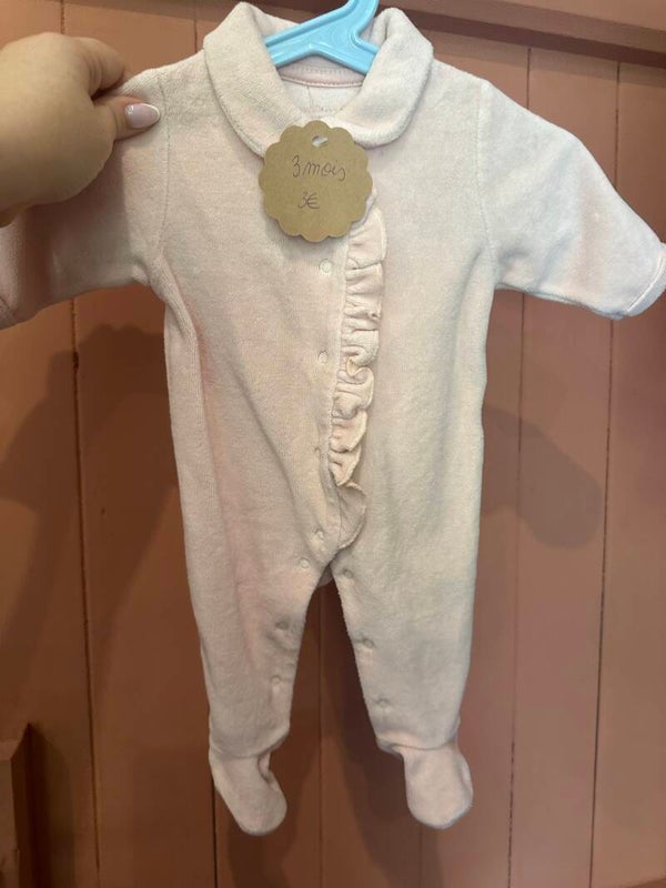 Pyjama velours rose 3 mois