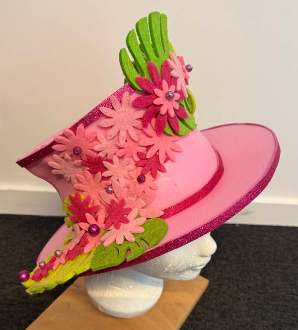 Hoed roze met vilt