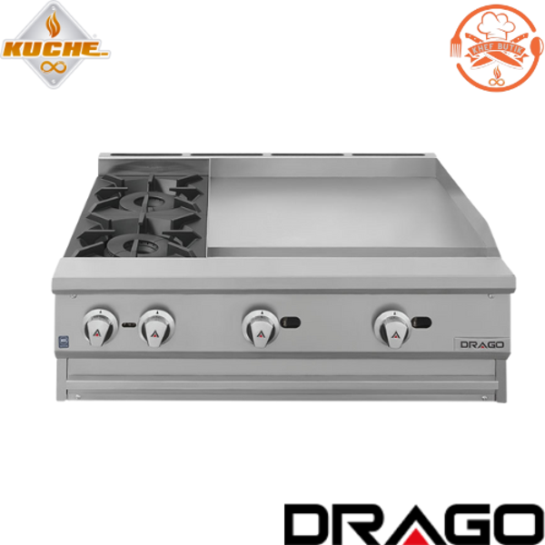 CG-20PD PARRILLA DE 2 QUEMADORES Y PLANCHA DOBLE