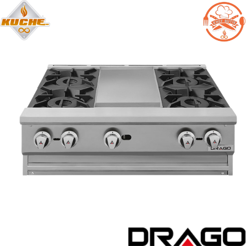 CG-40P PARRILLA DE 4 QUEMADORES Y PLANCHA CENTRAL