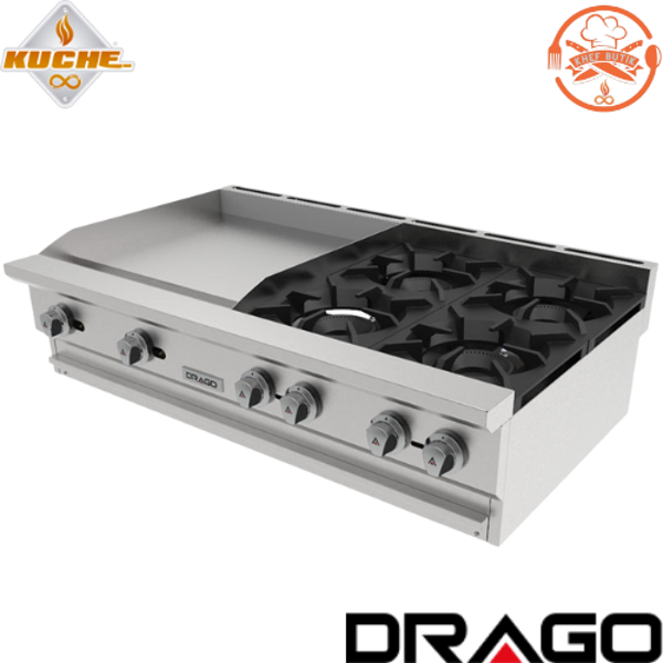 PARRILLA CG-40PD DE 4 QUEMADORES Y PLANCHA DOBLE