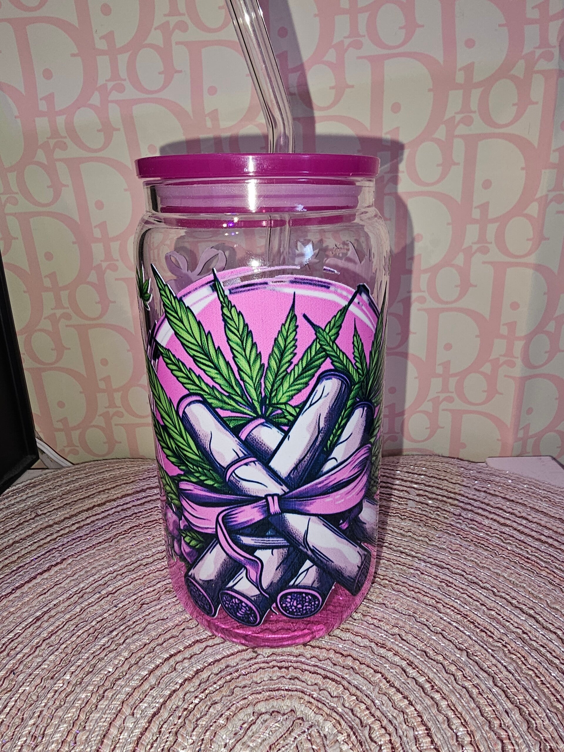 Marihuana glazen drinkbeker