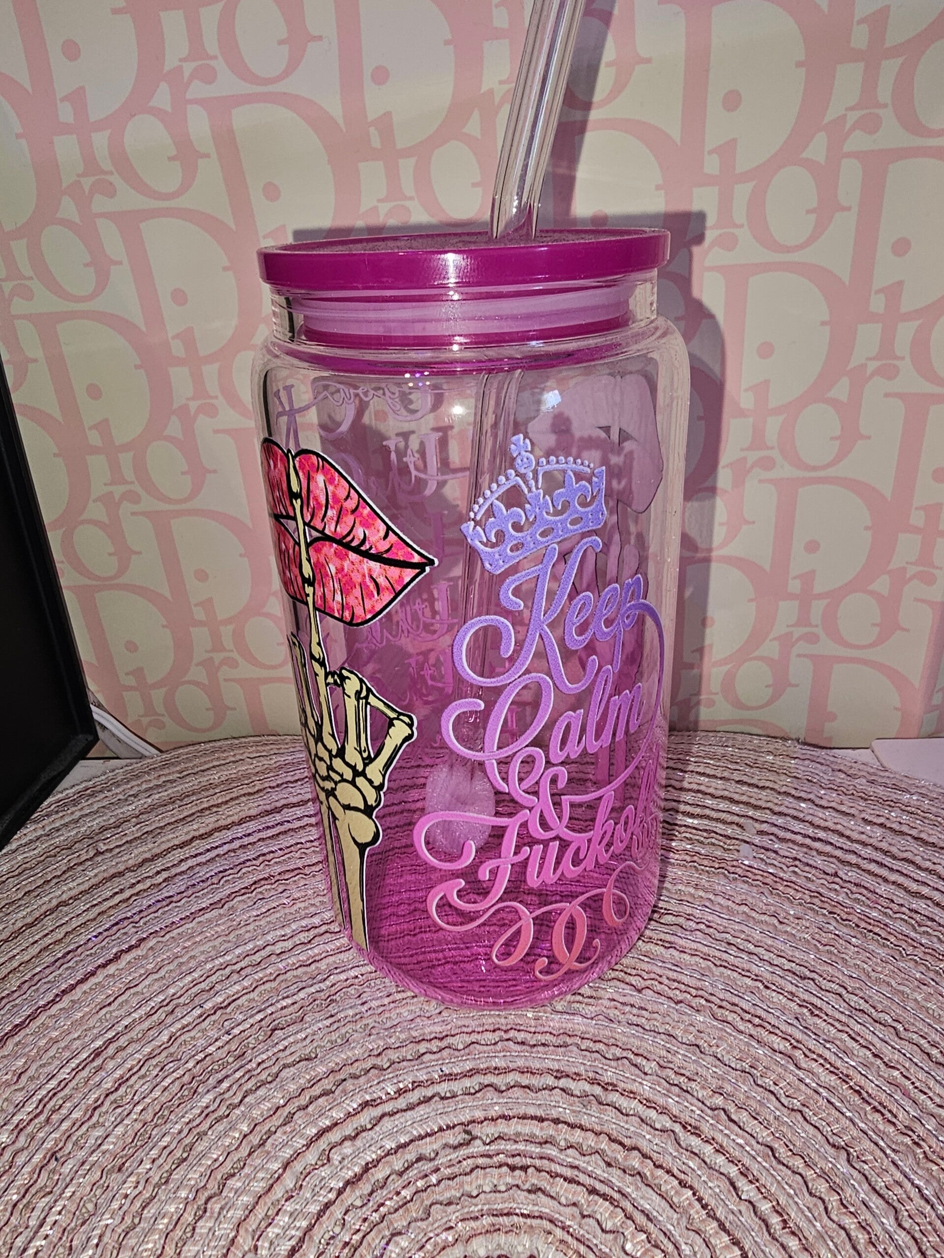 Keep calm fuckoff glazen drinkbeker