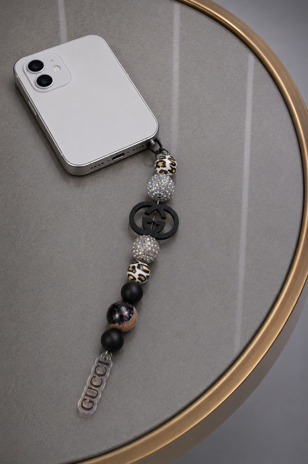 Gucci panter zwart Telefoonhanger