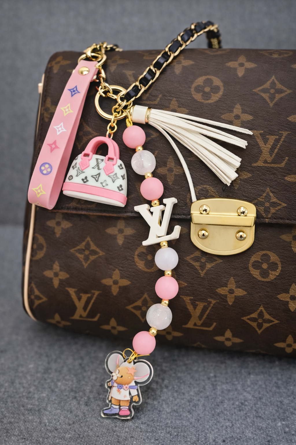 Pink White LV Tassenhanger
