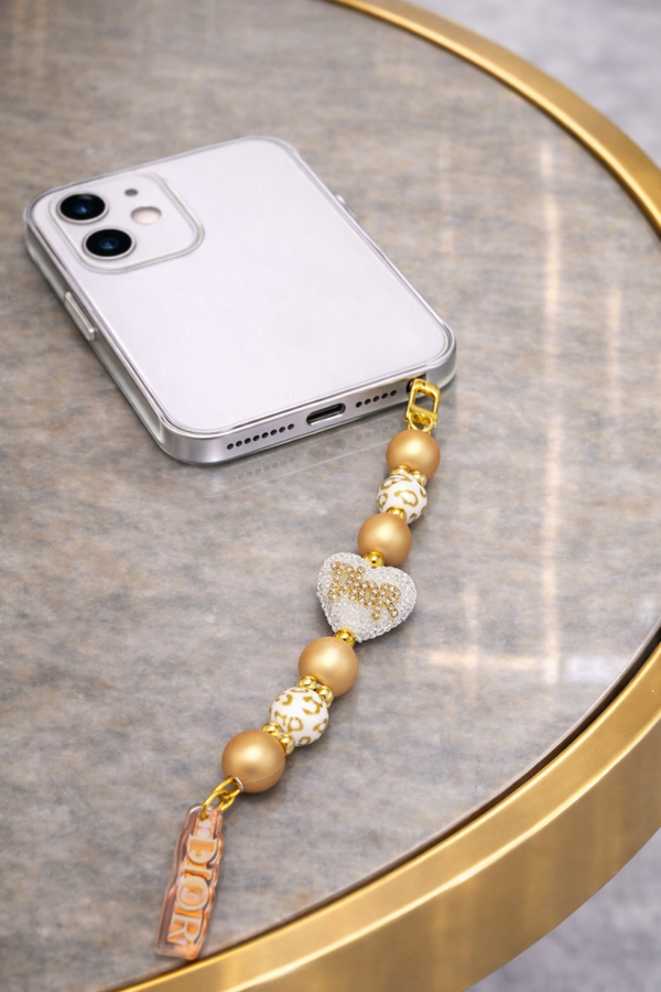 White Dior Heart Telefoonhanger