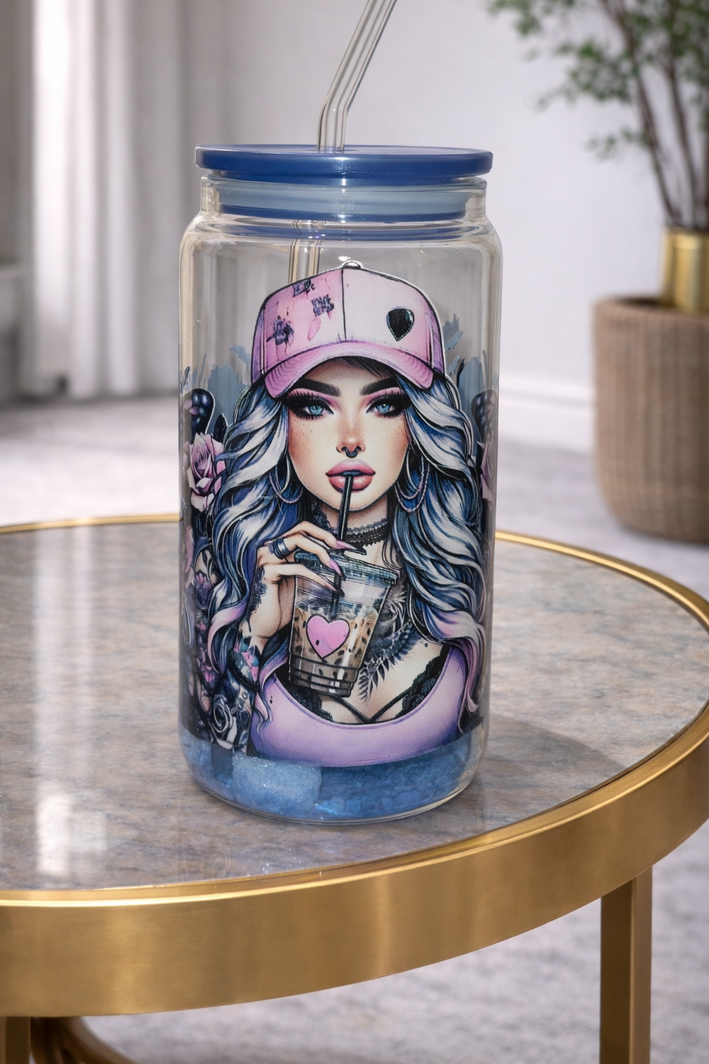 Tattoo butterfly glazen drinkbeker