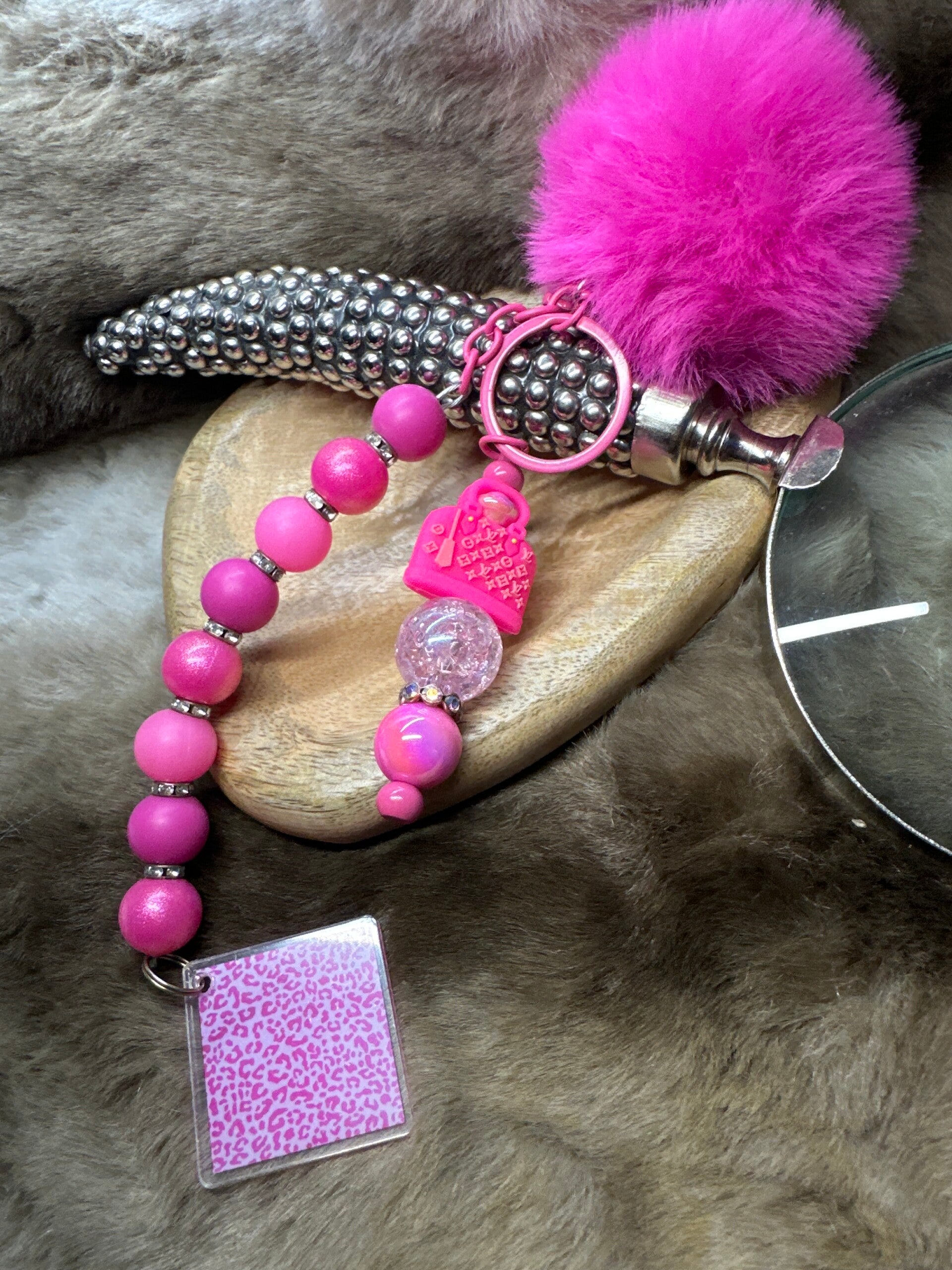 Pink fluff lv sleutelhanger