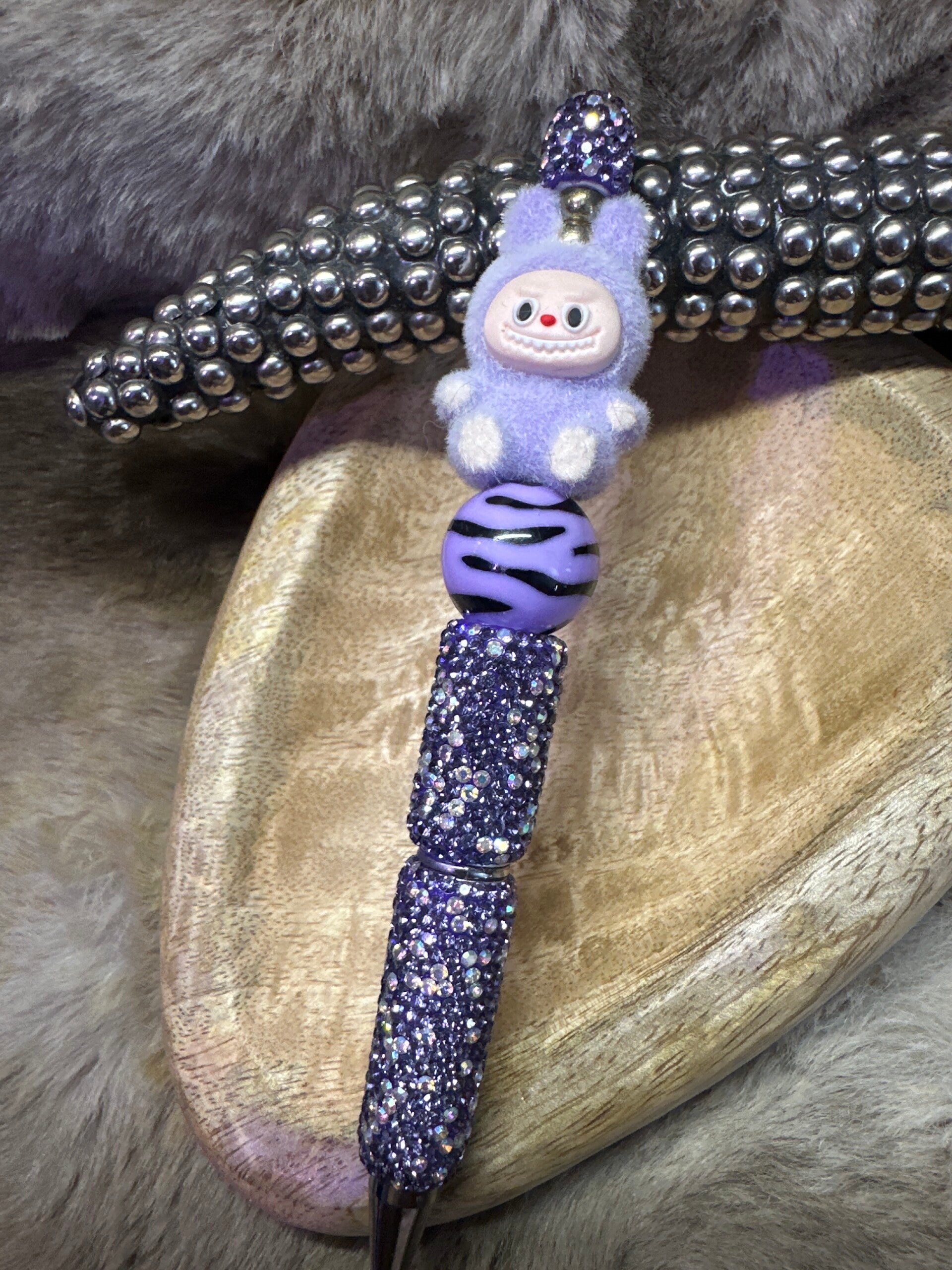 Purple labubu Rhinestone pen