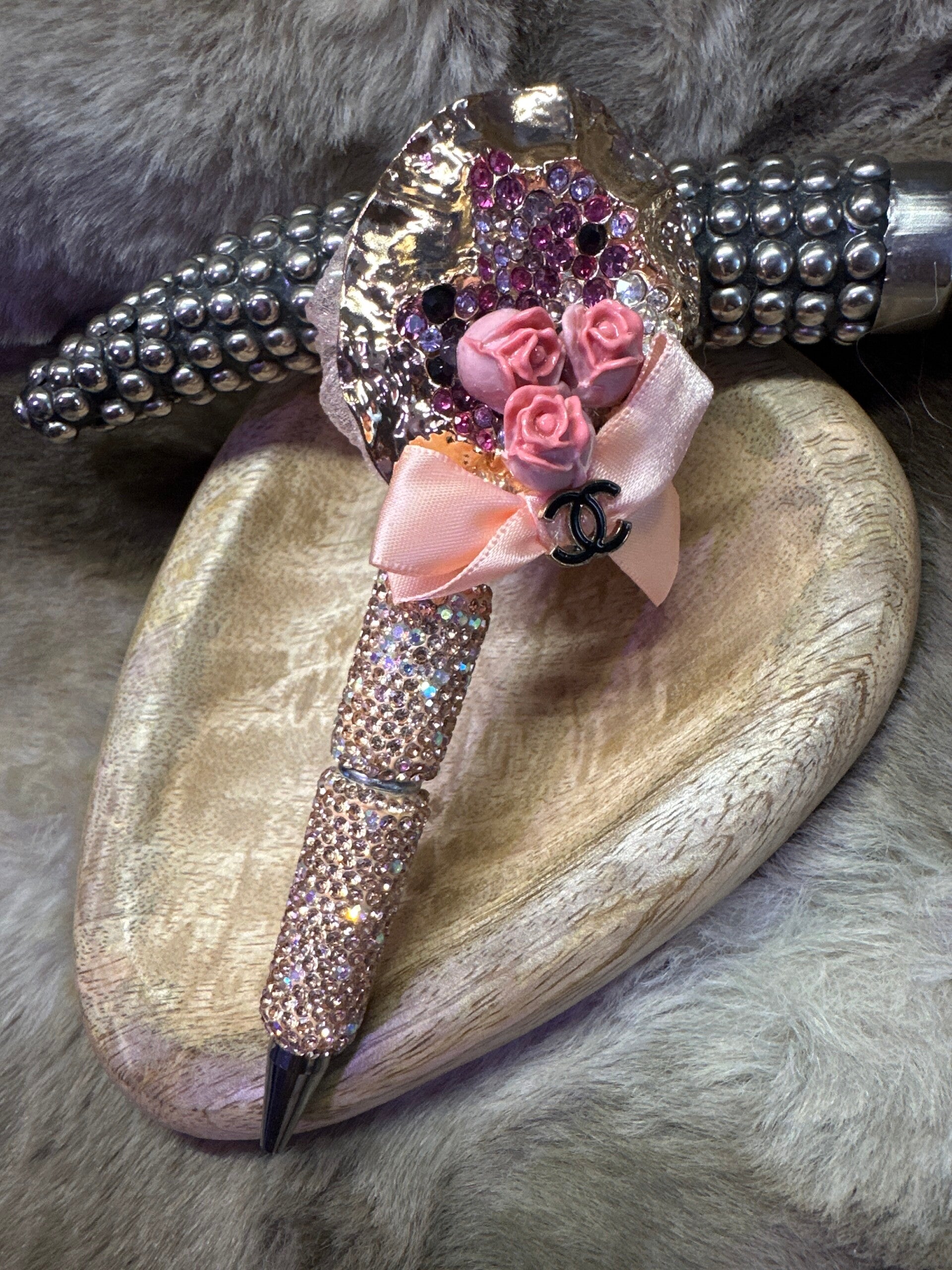 Rose Chanel Rhinestone pen
