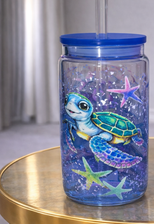 Schildpad glazen drinkbeker