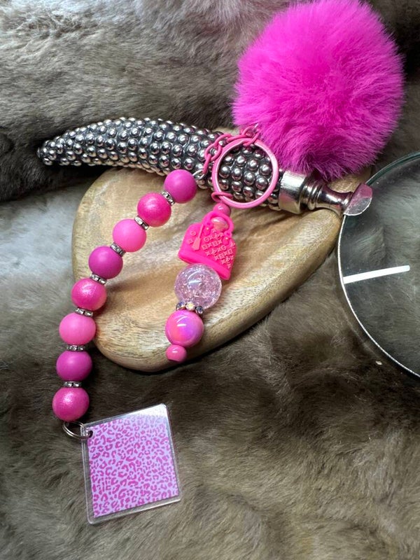 Pink fluff lv sleutelhanger
