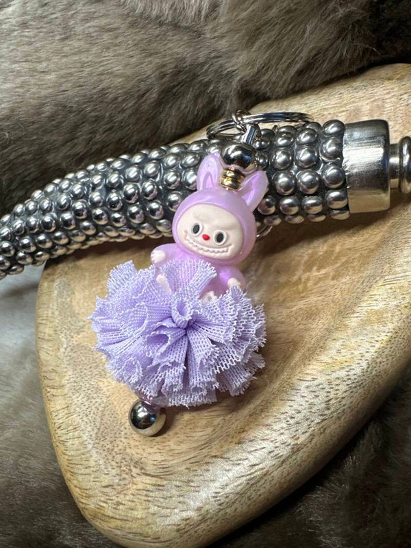 Labubu Purple pompom Sleutelhanger