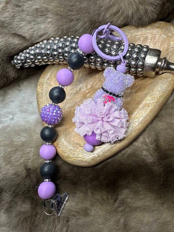 Purple cc bear Sleutelhanger