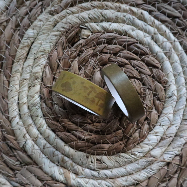 WASHI TAPE - Set oker met paddestoelen en bruin
