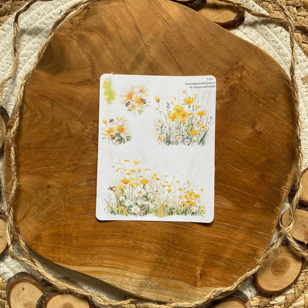 STICKERS - Veldbloemen geel/witte
