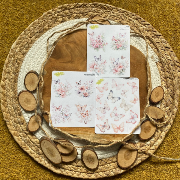 STICKERS - Vlinder & bloemen set van 3