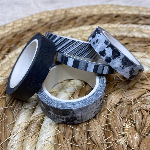 WASHI TAPE - Zwart/wit set van 5