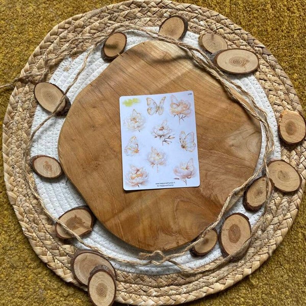 STICKERS - Vlinders met bloemen wit/goud