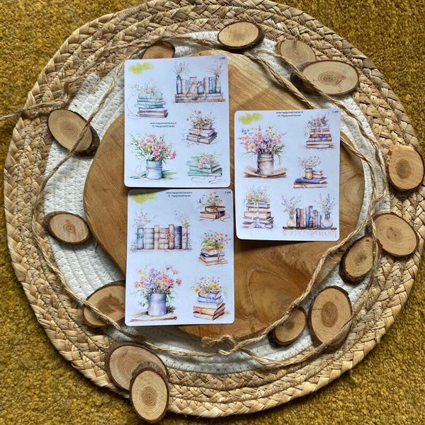 STICKERS - Set van 3 boeken met veldbloemen
