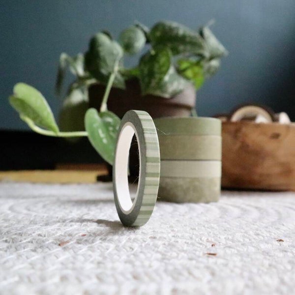 WASHI TAPE - Zacht groen gestreept
