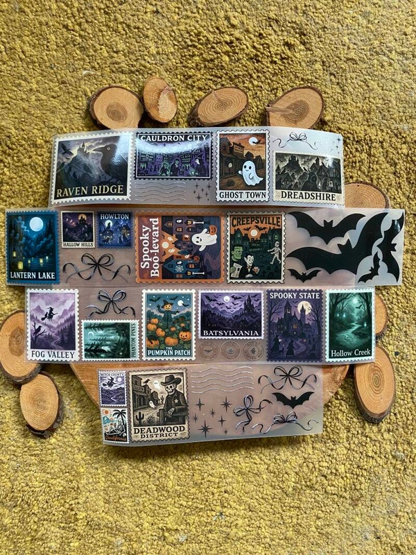 🎃 PET TAPE – Halloween Postage Stamps (6cm x 5m) 👻