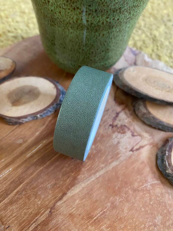 🫒Happymailchantal- Washi tape - Olijfgroen swirls- 15mm x 10m