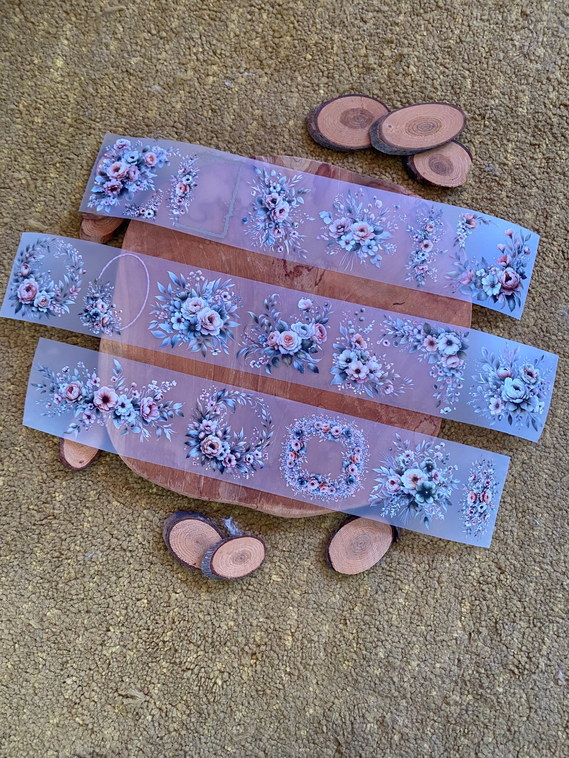 🌸 HappymailChantal - Pet tape - Olive & Peach florals - 60mm x 5m