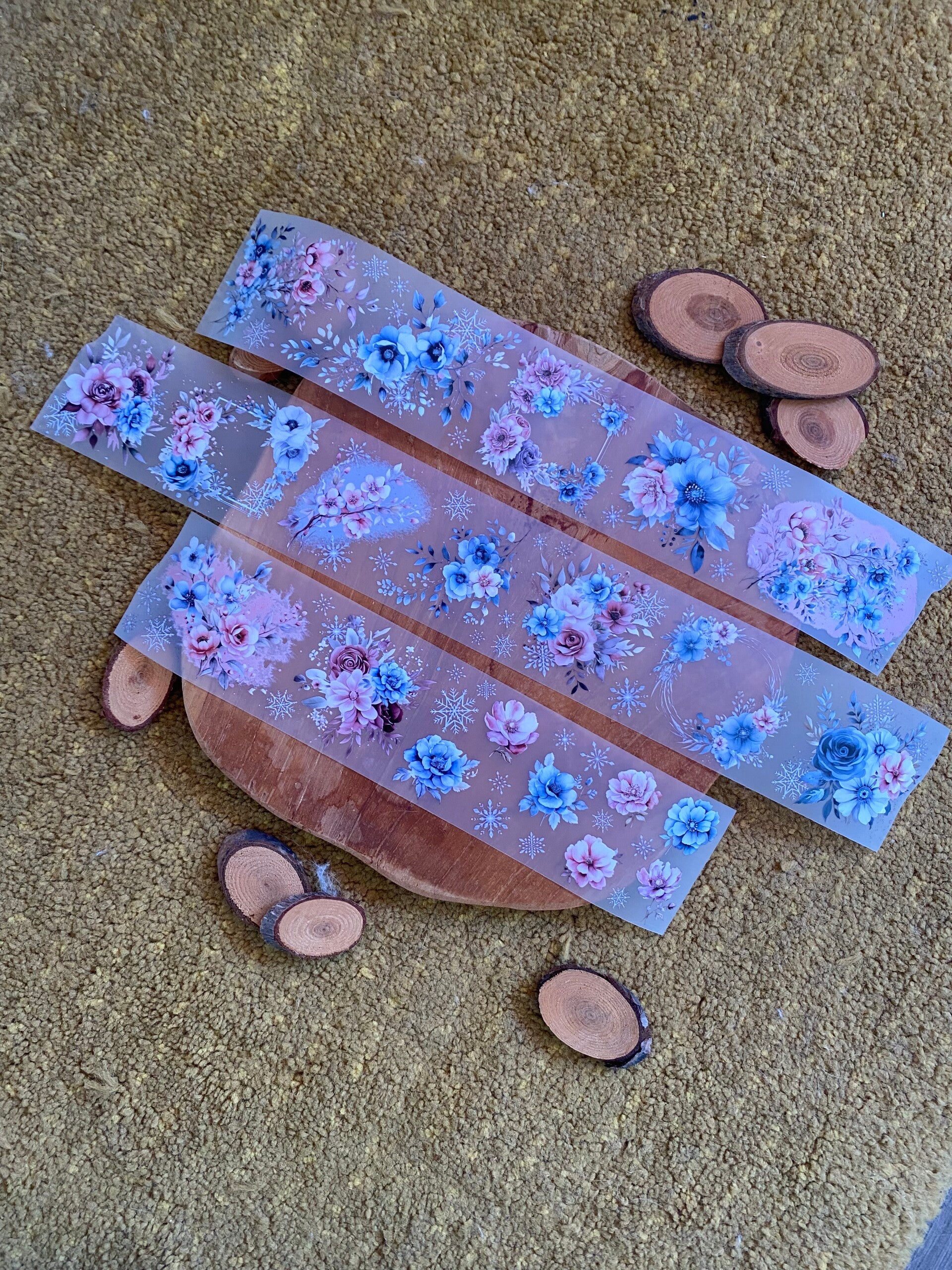 ❄️ HappymailChantal - Pet tape - Dutsy rose & blue winter - 60mm x 5m