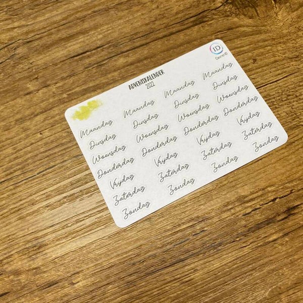 STICKERS - Dagen van de week Elmimore (Advent2022)