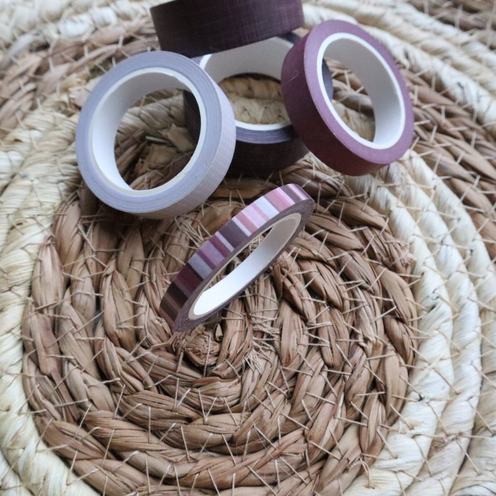 WASHI TAPE - Old rose gestreept 5mm * 10m