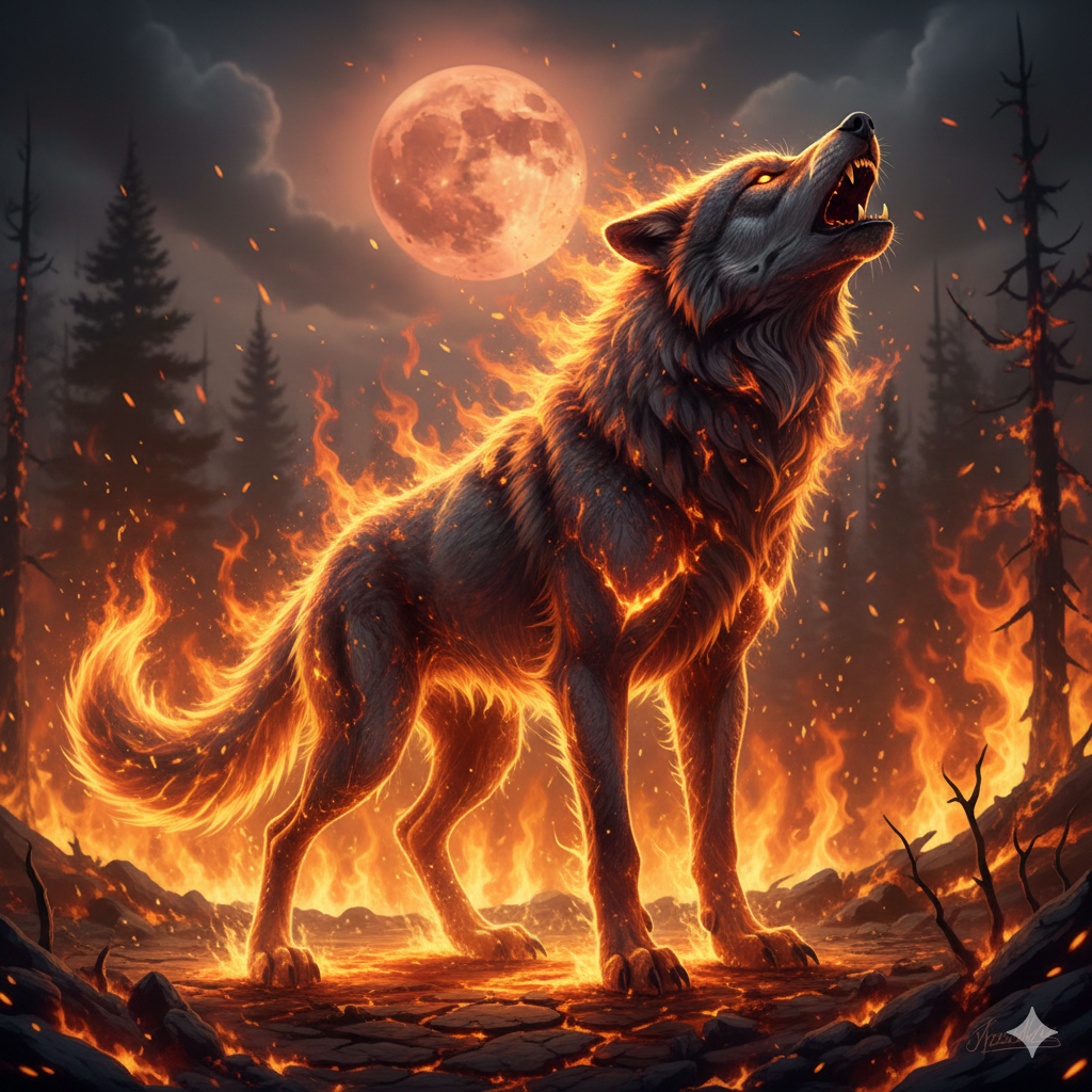 flaming wolf